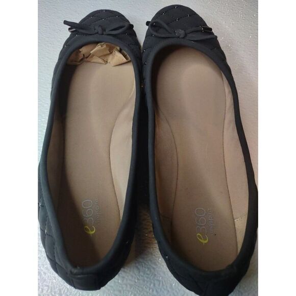 Easy Spirit E360 Gabi Style Quilted Black Ballet Flats With Bow Accent Size 10M - Picture 9 of 11